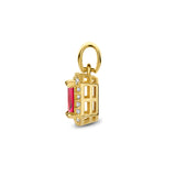 14 Karaat Geelgouden Hanger met Rood en Wit Zirkonia - Formaat 6x12mm