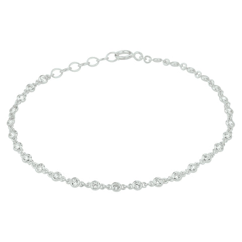 Armband Zirkonia 16,5 + 2 Cm Zilver Gerhodineerd