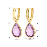 Klapoorringen Amethist 4.20ct (2x 2.10ct) 14 Karaat Geelgoud