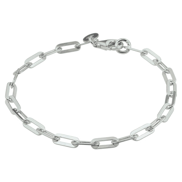Armband Paperclip Platte Buis 3,7 Mm 19 Cm Zilver Gerhodineerd