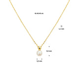 Geelgouden collier lengte 41cm+4 - Zoetwater Parel 5.5 mm- 14Krt. Goud