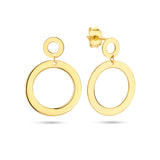 14 Karaat Geelgouden Oorhangers met Twee Rondjes - Hoogte 21mm