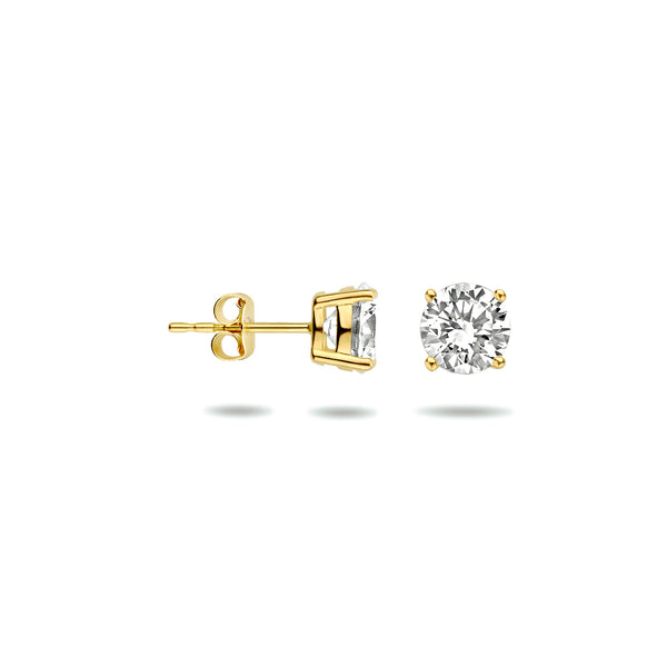 14 Karaat Geelgouden Oorknoppen met Zirkonia 6mm