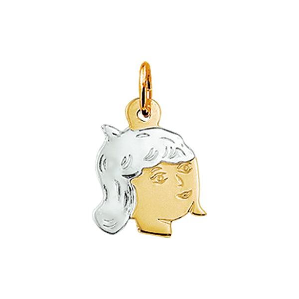 Hanger Meisje 15 X 12 Mm Goud (Bicolor Goud Geel/Wit)