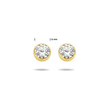 Ronde Oorknoppen met Zirkonia 6mm, 14 Karaat Geelgoud