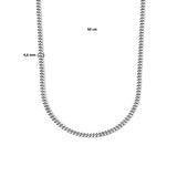 Herencollier van Geoxideerd Zilver OXI, Gourmet schakel 6-zijdes geslepen 4.6mm - Lengte 50cm