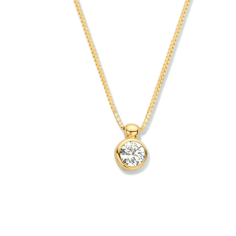 Geelgouden collier lengte 42cm+3 - Zirkonia - 14Krt. Goud