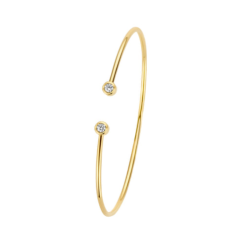 Damesarmband 4.2mm, Spang van 14 Karaat Geelgoud met Diamant 0.19ct - Diameter 55mm
