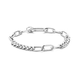 Damesarmband 6.8mm van Gerhodineerd Zilver, Gourmet en Paperclip Schakel - Lengte 19cm