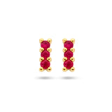 14 Karaat Geelgouden oorknoppen met Robijn 0.174ct (2x 0.087ct) - formaat 2.5x7mm