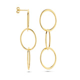 14 Karaat Geelgouden Oorhangers met Ovaalvormige hangers - Hoogte 50mm