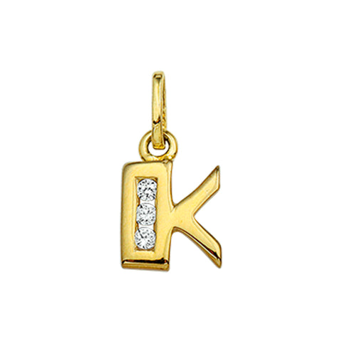 14 Karaat Geelgouden hanger met Zirkonia - Letter