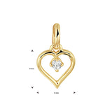 Hartvormige hanger 8 x 9 mm met Zirkonia van 14 Karaat Geelgoud