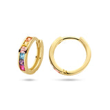 14 Karaat Geelgouden Klapoorringen met Regenboog Zirkonia - Diameter 13mm