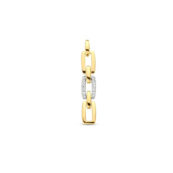 Hanger Schakel Diamant 0.05ct H Si Goud (Bicolor Goud Geel/Wit)
