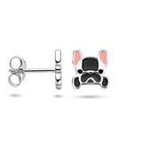 Gerhodineerd Zilveren kinderoorknoppen Hond met emaille - Formaat 6.8 x 10 mm