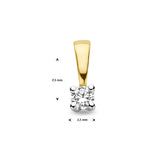 14 Karaat Bicolor Geelgoud en Witgoud met Diamant 0,05ct - Formaat 2.5 x 7.5 mm