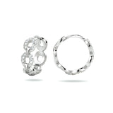Gerhodineerd Zilveren Klapoorringen met een Schakelmotief gevuld met Zirkonia - Formaat 3.5x12mm