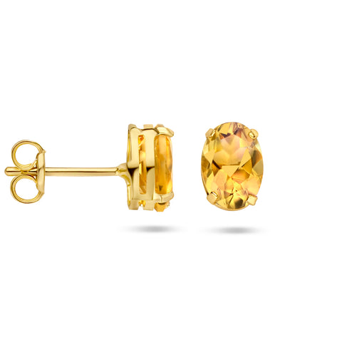 Oorknoppen van 14 Karaat Geelgoud met Citrien 1.44ct (2x 0.72ct)