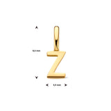 Letter Z - Hanger van 14 Karaat Geelgoud - 3.5 x 9.5 mm