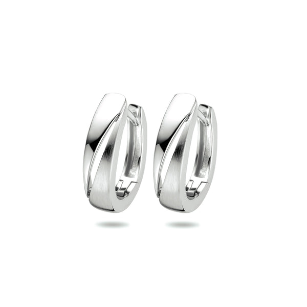 Klapoorringen van Gerhodineerd Zilver Glanzend en Mat - Formaat 4.3x15mm
