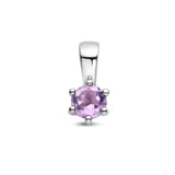 Geboortesteenhanger Juni - Amethist met Gerhodineerd Zilver - Formaat 5 x 10mm