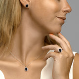 Hanger van Gerhodineerd met Onyx 0.60ct - formaat 9 x 18 mm