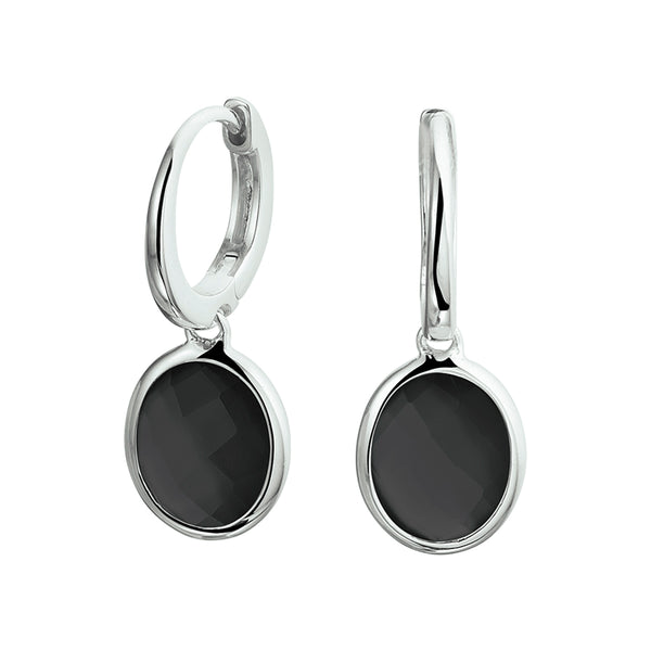 Oorknoppen Gerhodineerd Zilver  met Onyx 10mm