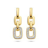 Oorhangers Schakelmotief met Diamant 0.13ct (2x 0.065ct) 14 Karaat Geelgoud - Formaat 7x23mm