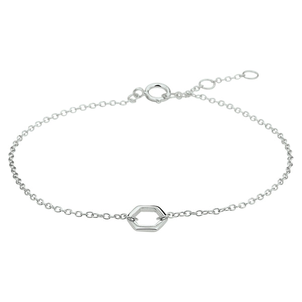 Armband Zeshoek 16,5   17,5   18,5 Cm Zilver Gerhodineerd
