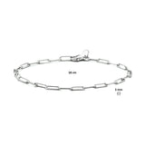 Damesarmband 3mm van Gerhodineerd Zilver, Paperclipschakel ronde buis - Lengte 18cm