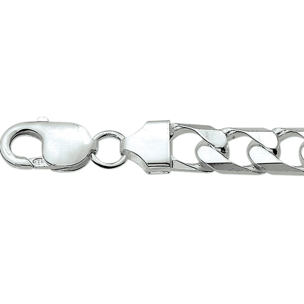 Zilveren collier, Gourmet schakel 6-zijdes geslepen 10mm - Lengte 50cm