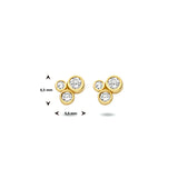 Oorknoppen met Zirkonia, 14 Karaat Geelgoud - Formaat 5.5x6.5mm