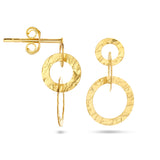 14 Karaat Geelgouden Ronde Oorhangers Reliëf - Hoogte 10mm