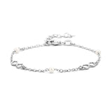 Damesarmband van Gerhodineerd Zilver met Infinity en Parels - Lengte 16+3cm