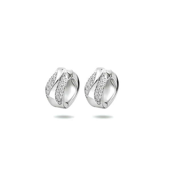 Klapoorringen van Gerhodineerd Zilver met Zirkonia - Formaat 7x14mm