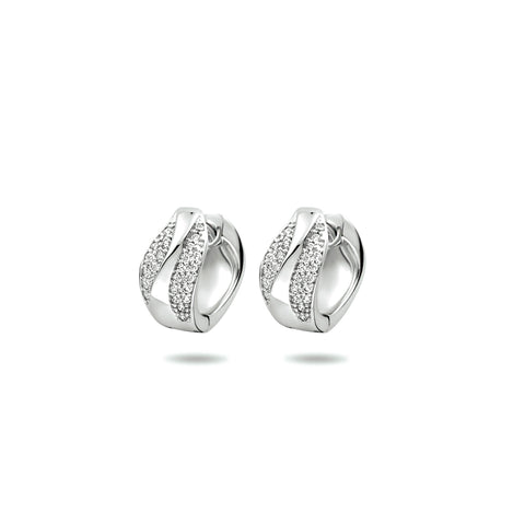 Klapoorringen van Gerhodineerd Zilver met Zirkonia - Formaat 7x14mm