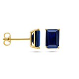 Oorknoppen met Blauw Zirkonia van 14 Karaat Geelgoud - Formaat 5x7mm