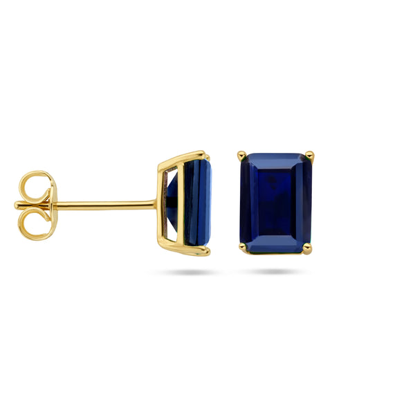 Oorknoppen met Blauw Zirkonia van 14 Karaat Geelgoud - Formaat 5x7mm