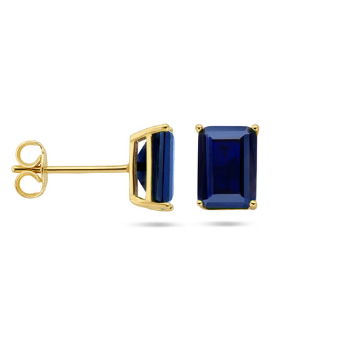 Oorknoppen met Blauw Zirkonia van 14 Karaat Geelgoud - Formaat 5x7mm