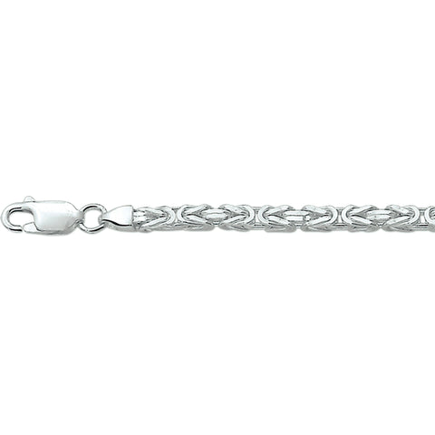 Heren collier van 925 Zilver, Konings schakel 3mm - Lengte 45cm