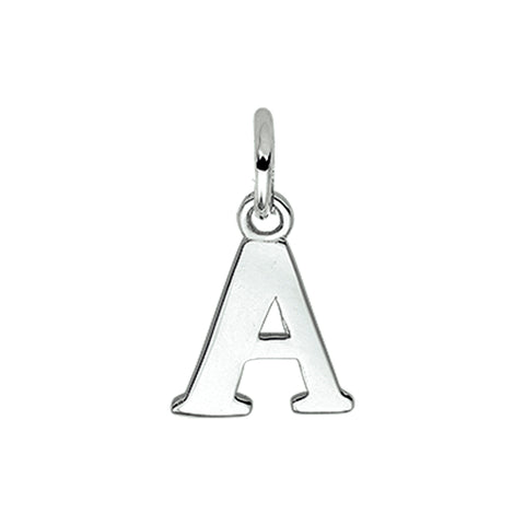 Gerhodineerd Zilveren hanger, Letter A - 9.6 x 12.4 mm