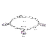 Kinderbedelarmband van Gerhodineerd Zilver - Eenhoorn - Lengte 13cm