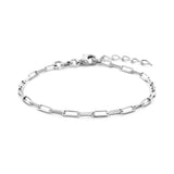 Damesarmband 2.3 mm van Gerhodineerd Zilver, Paperclipschakel vierkante buis - Lengte 15.5+2.5cm