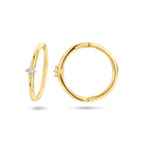 14 Kararaat Geelgouden Klapoorringen met Zirkonia - Formaat 2.2x12mm
