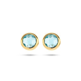 Oorknoppen Blauw Topaas 1.40ct (2x 0.70ct) 14 Karaat Geelgoud - Diameter 7.5 mm