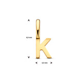 Letter K - Hanger van 14 Karaat Geelgoud - 3.5 x 9 mm