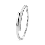 Damesarmband, Bangle van Gerhodineerd Zilver met Zirkonia - Formaat 9.5x61mm