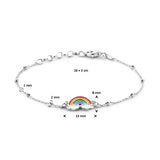 Damesarmband van Gerhodineerd Zilver met Regenbooghanger - Lengte 16+3cm