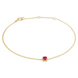 Damesarmband 1mm van 14 Karaat Geelgoud met een Robijn 0.25ct - Lengte 15.5+3cm